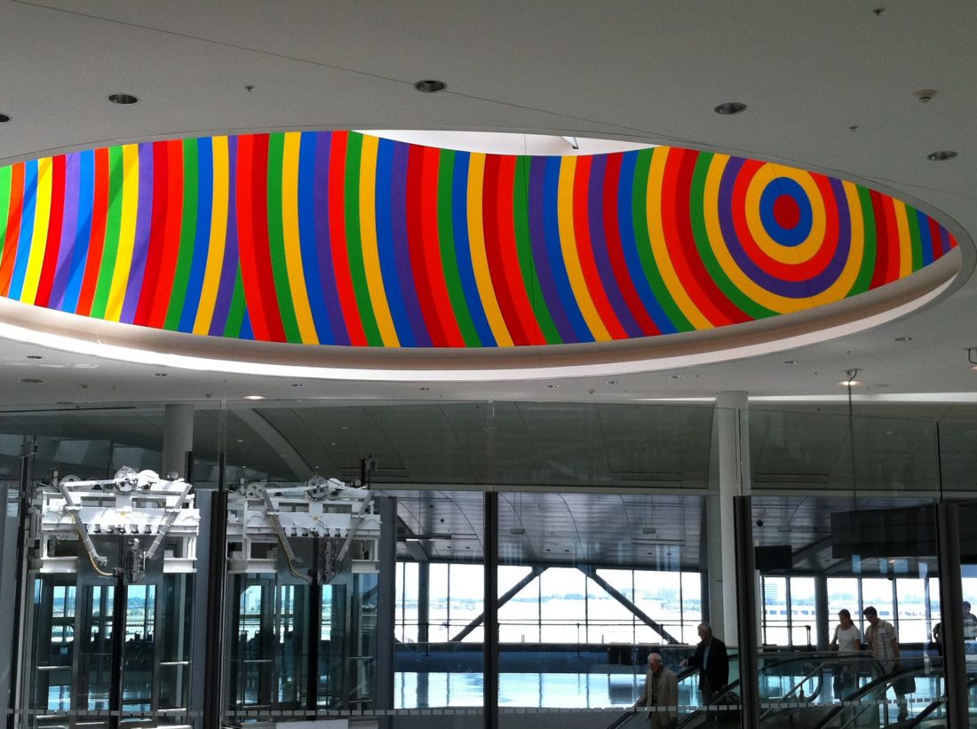 Rainbow fish art installation